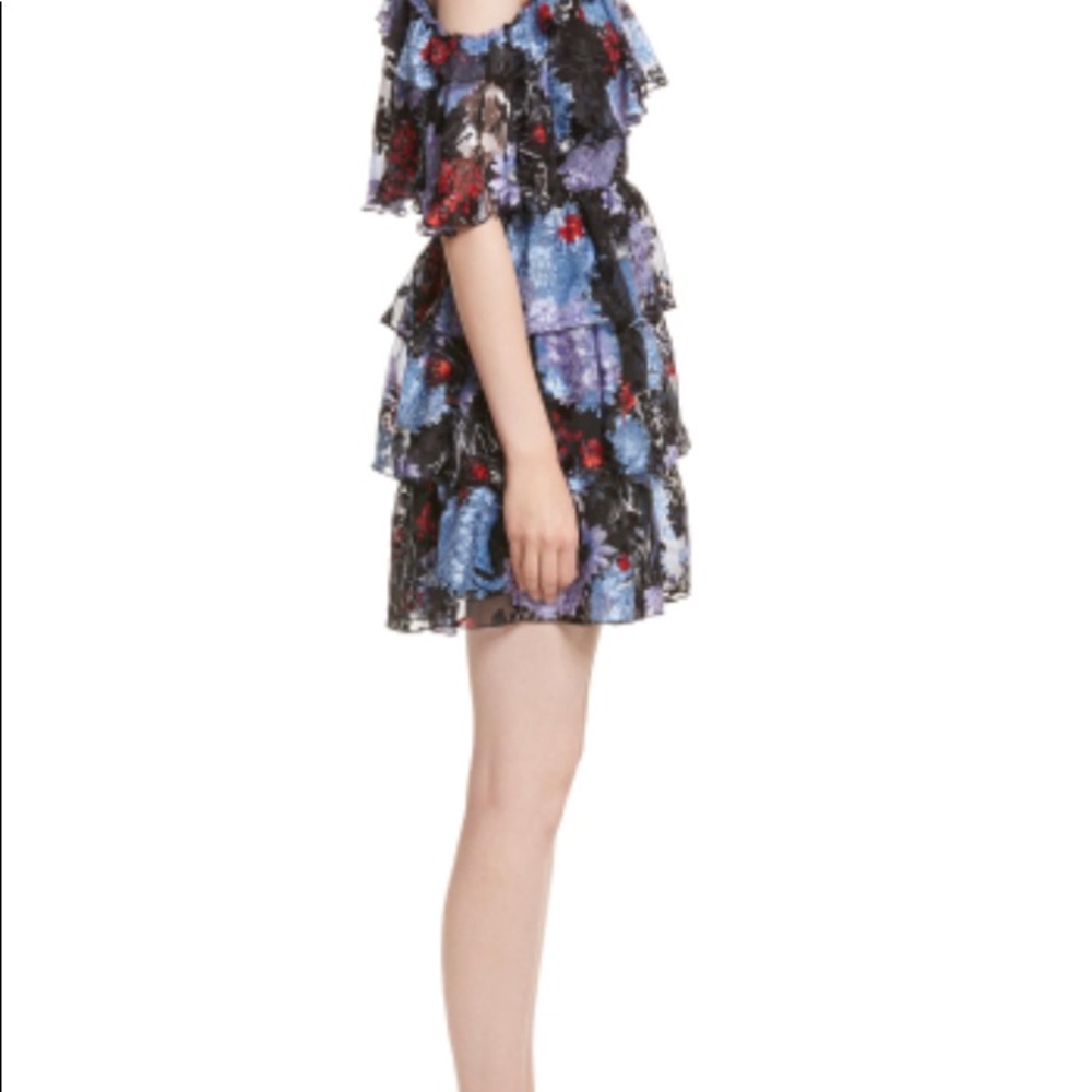 Nichola Cold Shoulder Ruffled Party Dress In Multi - Picture 5 of 10